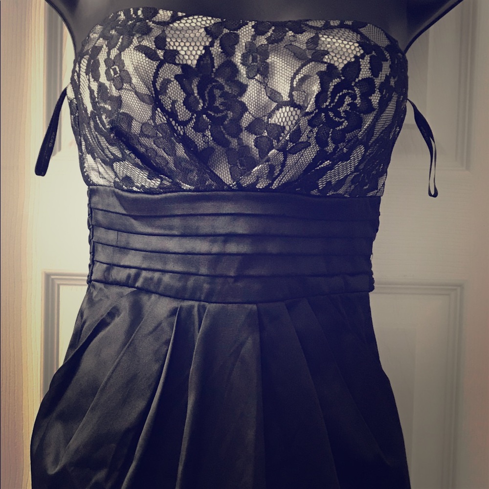 Strapless Black & White w/Lace Dress
